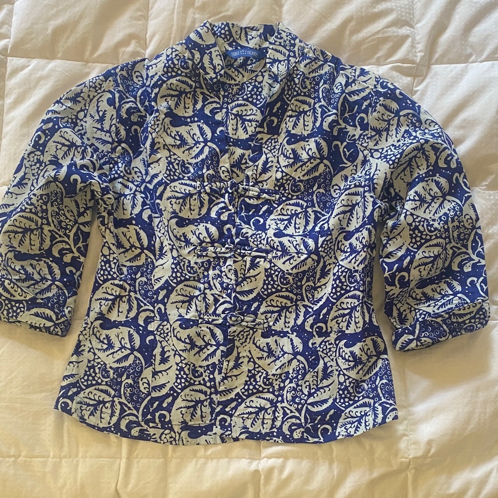 Chic Blue and White Blouse
